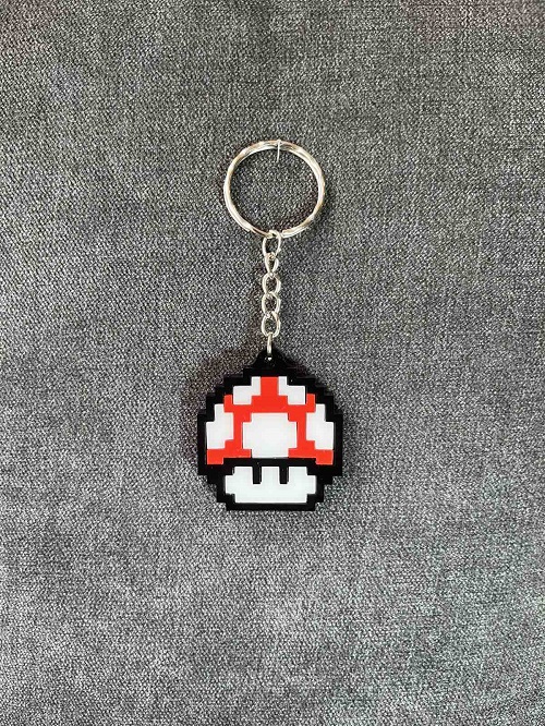 Pixel Mushroom Keychain (Double Deck)